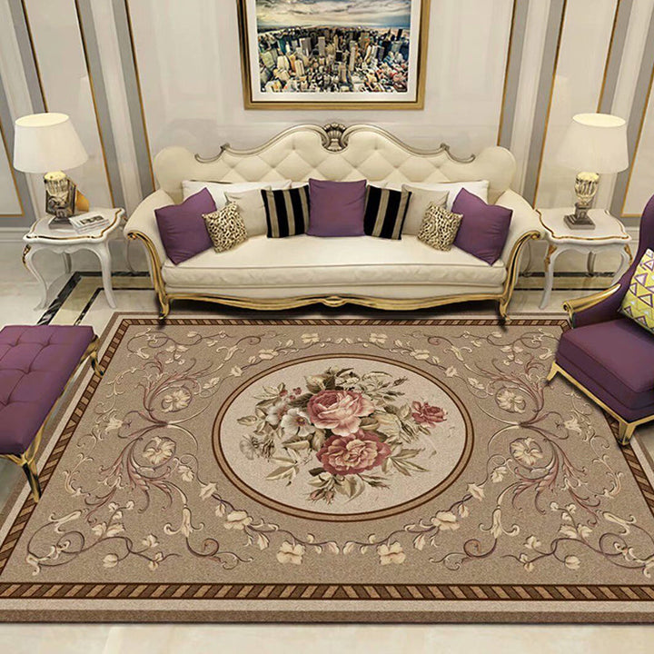 BowLift | Peony Patterned Rug Multicolor Rug Stain Resistant Non-Slip Back Machine Washable Rug for Living Room