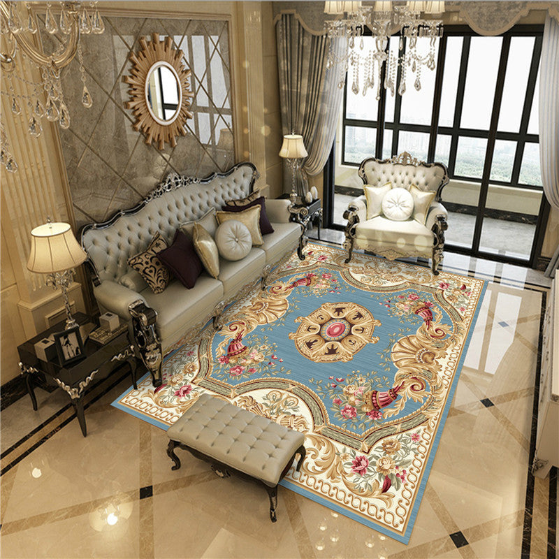 BowLift | Beautiful Peony Print Rug Multicolor Classic Rug Polypropylene Non-slip Machine Washable Stain Resistant Rug for the Room
