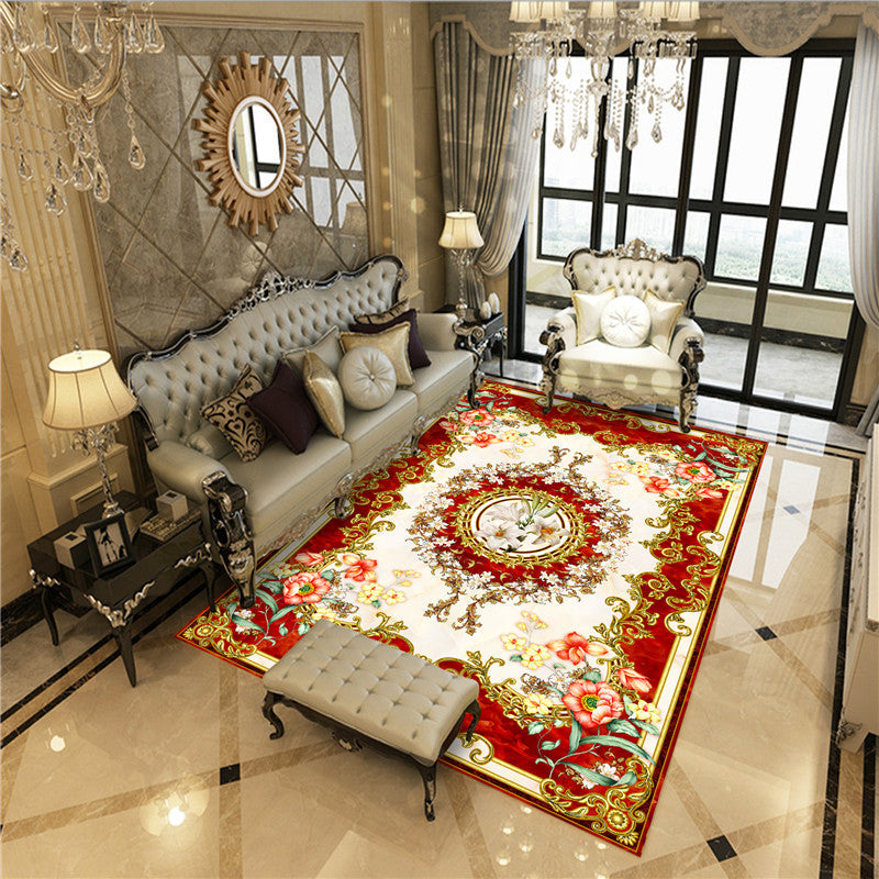 BowLift | Beautiful Peony Print Rug Multicolor Classic Rug Polypropylene Non-slip Machine Washable Stain Resistant Rug for the Room