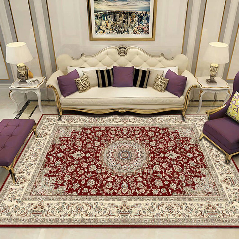 BowLift | Beautiful Peony Print Rug Multicolor Classic Rug Polypropylene Non-slip Machine Washable Stain Resistant Rug for the Room