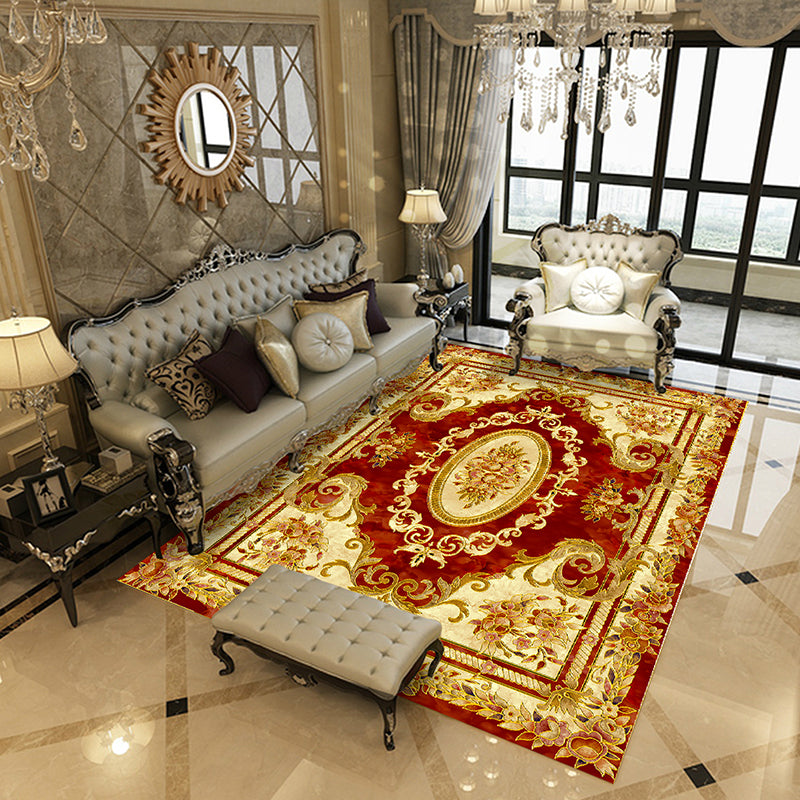 BowLift | Beautiful Peony Print Rug Multicolor Classic Rug Polypropylene Non-slip Machine Washable Stain Resistant Rug for the Room