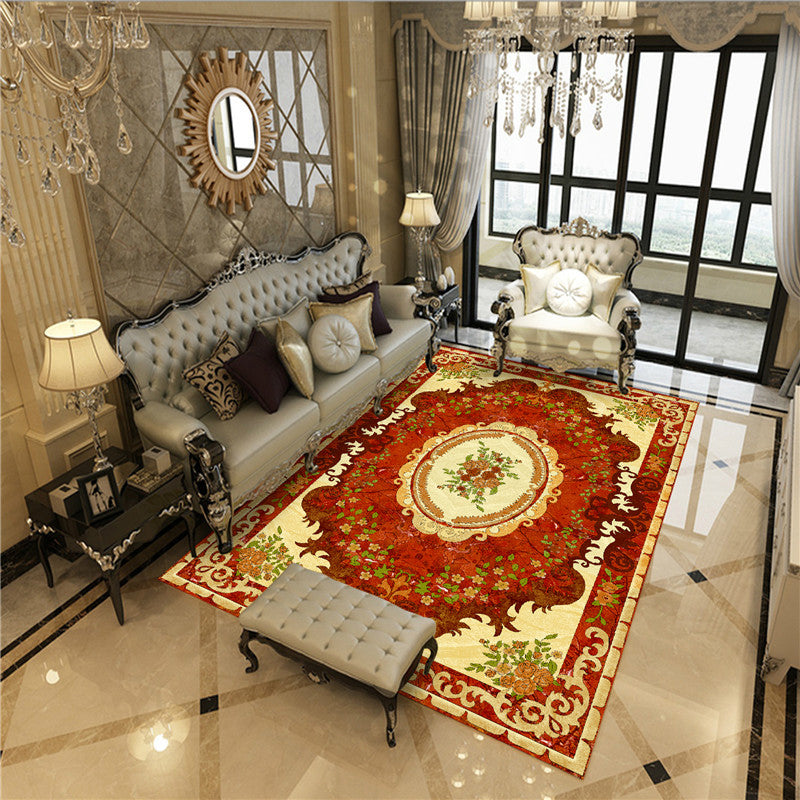 BowLift | Beautiful Peony Print Rug Multicolor Classic Rug Polypropylene Non-slip Machine Washable Stain Resistant Rug for the Room