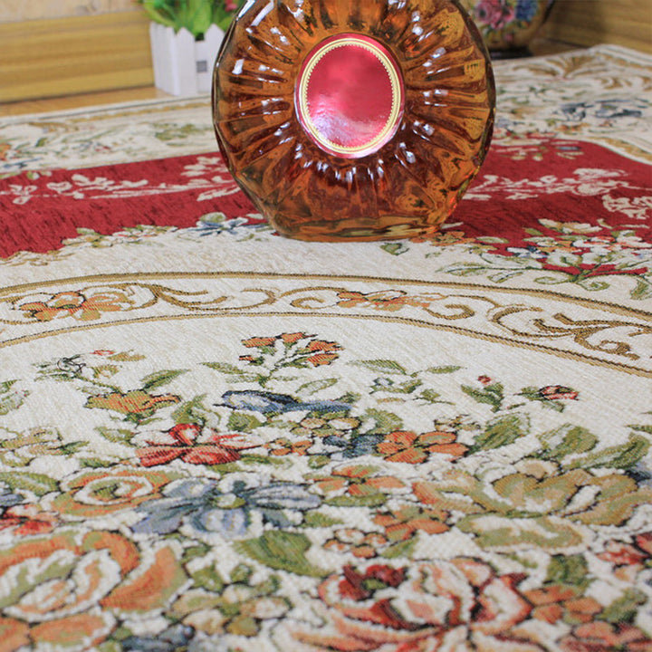 BowLift | Victorian living room carpet Multicolored peony carpet Cotton Machine washable Non-slip back Carpet