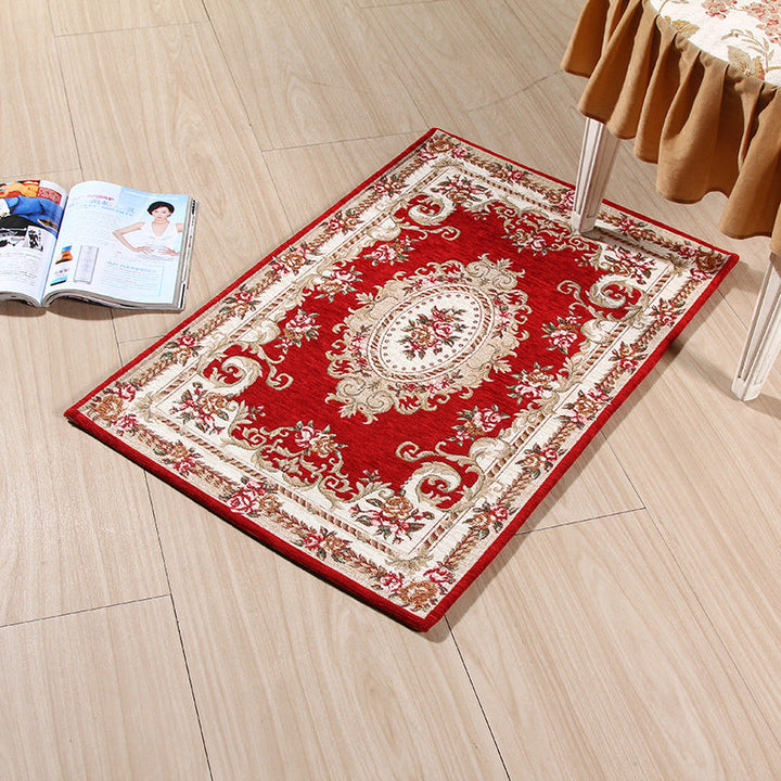 BowLift | Multicolored Doormat Traditional Peonies Rug Polyester Stain Resistant Non-Slip Backing Washable Rug