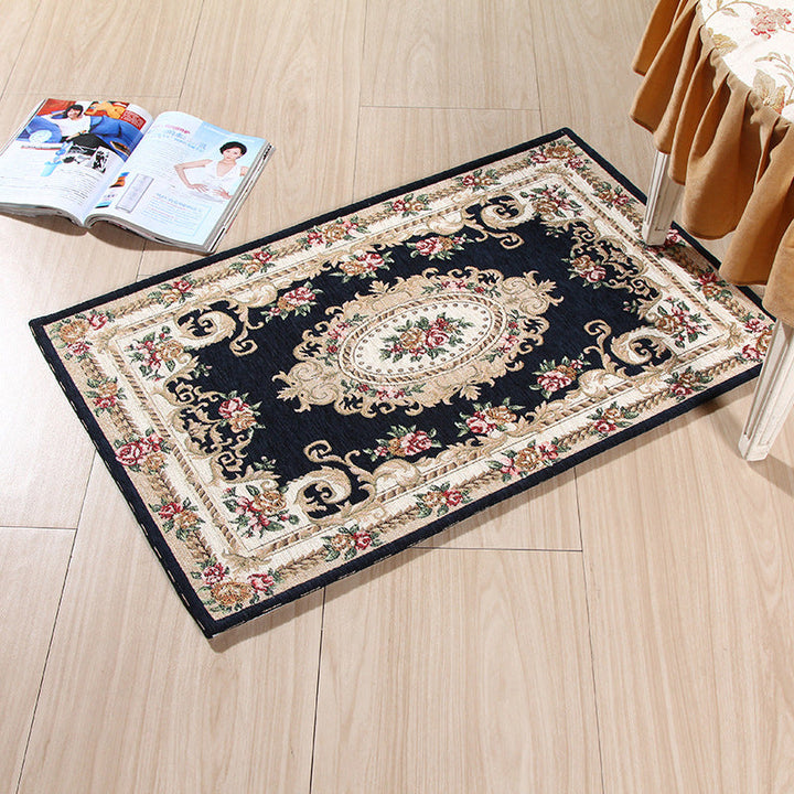 BowLift | Multicolored Doormat Traditional Peonies Rug Polyester Stain Resistant Non-Slip Backing Washable Rug