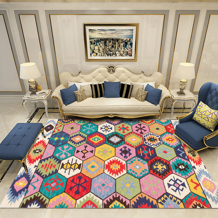 BowLift | Victoria Print Carpet Multicolored Polypropylene Carpet Non-Slip Stain Resistant Washable Indoor Carpet for Living Room