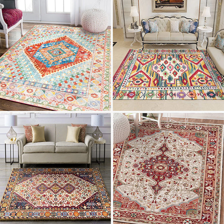 BowLift | Moroccan living room carpet More colors Printed carpet Cotton Non-slip Machine washable Pet-friendly carpet