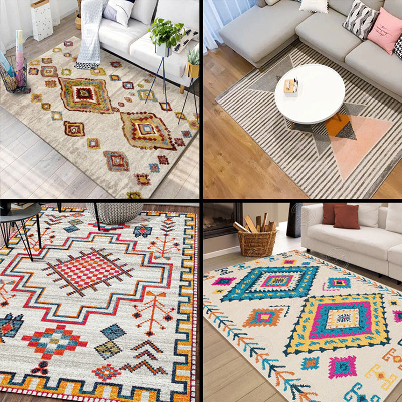 BowLift | Moroccan living room carpet More colors Printed carpet Cotton Non-slip Machine washable Pet-friendly carpet