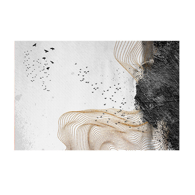 BowLift | New Chinoiserie Area Rug Multi Colored Abstract Wave Rug Stain Resistant Washable Non-Slip Backing Rug for Lounge