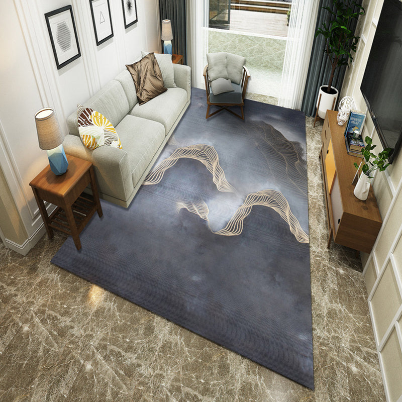 BowLift | New Chinoiserie Area Rug Multi Colored Abstract Wave Rug Stain Resistant Washable Non-Slip Backing Rug for Lounge
