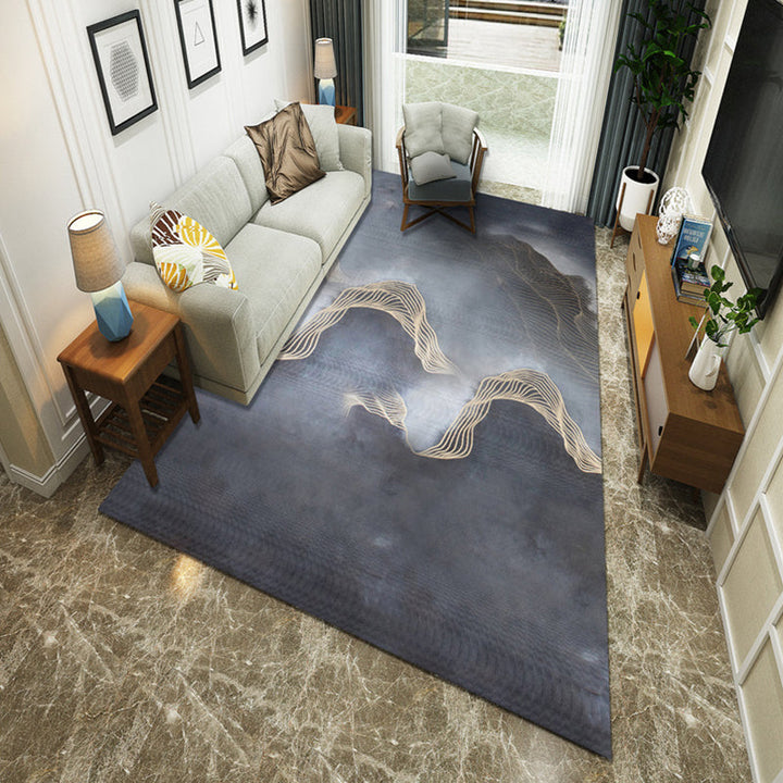 BowLift | New Chinoiserie Area Rug Multi Colored Abstract Wave Rug Stain Resistant Washable Non-Slip Backing Rug for Lounge