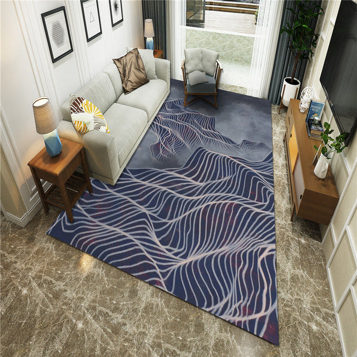 BowLift | New Chinoiserie Area Rug Multi Colored Abstract Wave Rug Stain Resistant Washable Non-Slip Backing Rug for Lounge