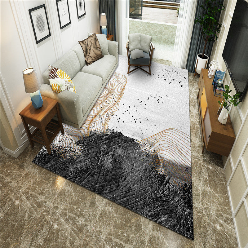 BowLift | New Chinoiserie Area Rug Multi Colored Abstract Wave Rug Stain Resistant Washable Non-Slip Backing Rug for Lounge