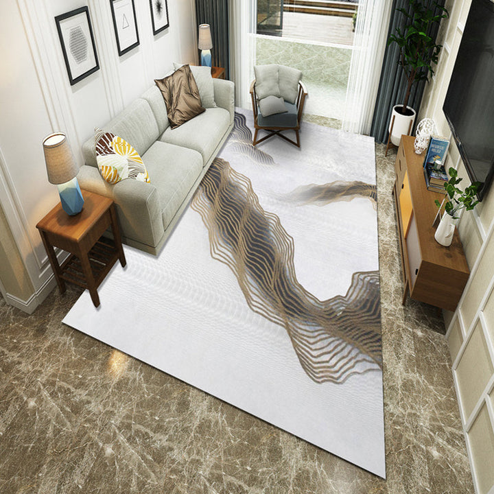 BowLift | New Chinoiserie Area Rug Multi Colored Abstract Wave Rug Stain Resistant Washable Non-Slip Backing Rug for Lounge