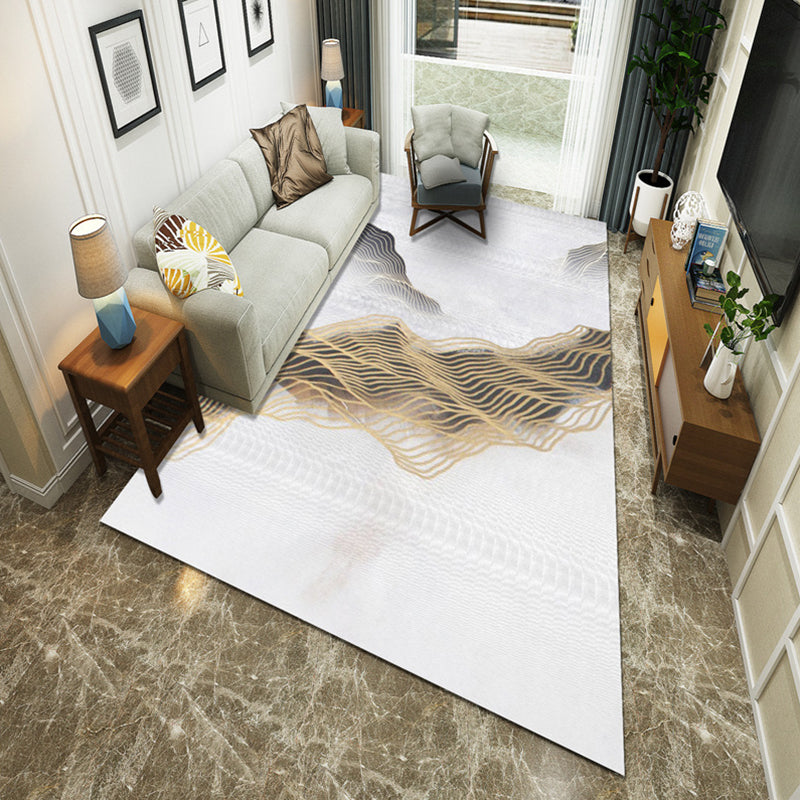 BowLift | New Chinoiserie Area Rug Multi Colored Abstract Wave Rug Stain Resistant Washable Non-Slip Backing Rug for Lounge