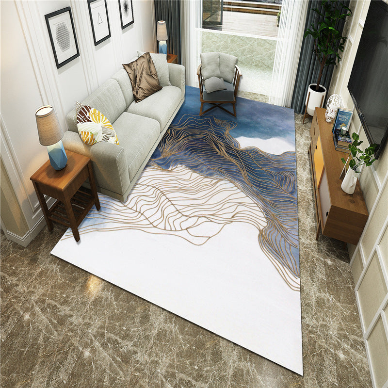 BowLift | New Chinoiserie Area Rug Multi Colored Abstract Wave Rug Stain Resistant Washable Non-Slip Backing Rug for Lounge