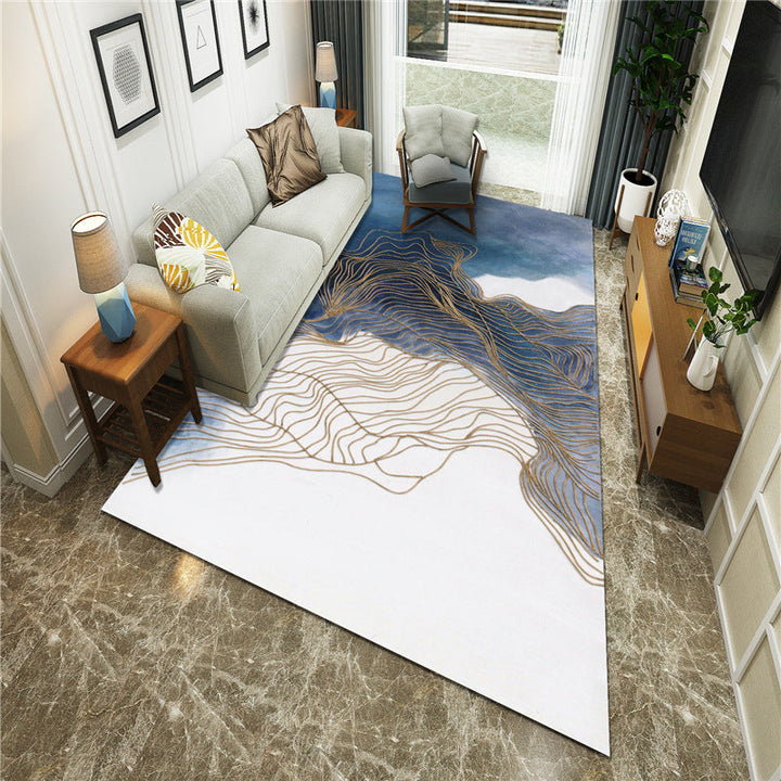 BowLift | New Chinoiserie Area Rug Multi Colored Abstract Wave Rug Stain Resistant Washable Non-Slip Backing Rug for Lounge