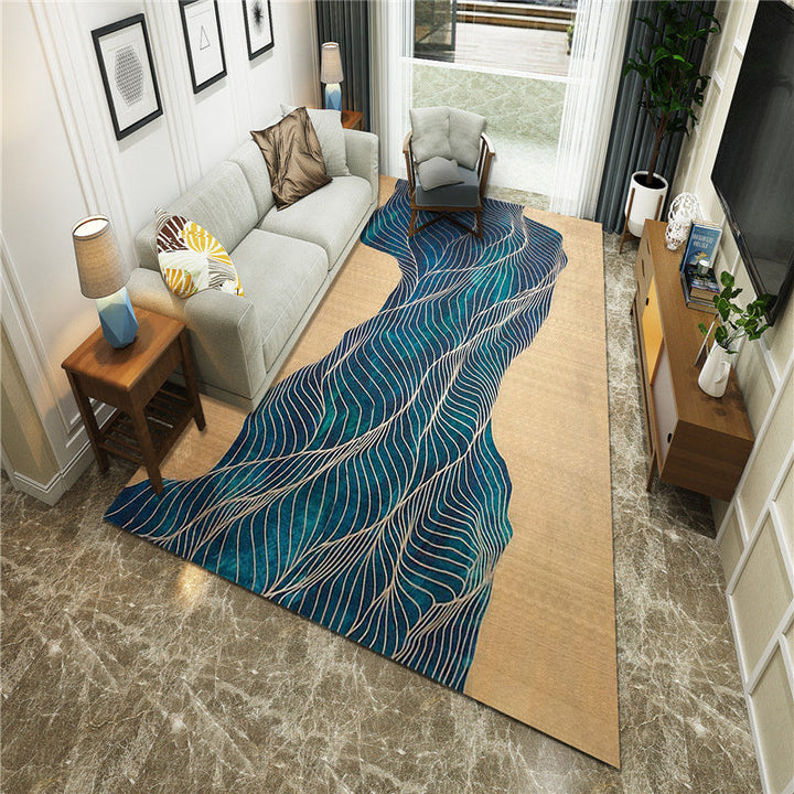 BowLift | New Chinoiserie Area Rug Multi Colored Abstract Wave Rug Stain Resistant Washable Non-Slip Backing Rug for Lounge