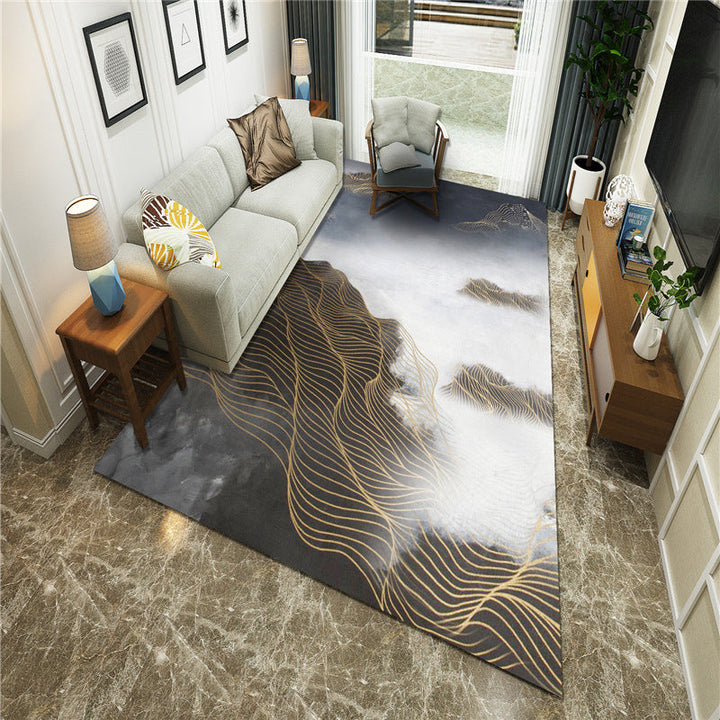BowLift | New Chinoiserie Area Rug Multi Colored Abstract Wave Rug Stain Resistant Washable Non-Slip Backing Rug for Lounge