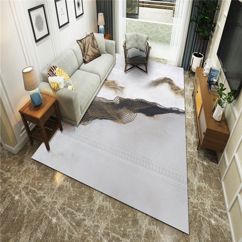 BowLift | New Chinoiserie Area Rug Multi Colored Abstract Wave Rug Stain Resistant Washable Non-Slip Backing Rug for Lounge