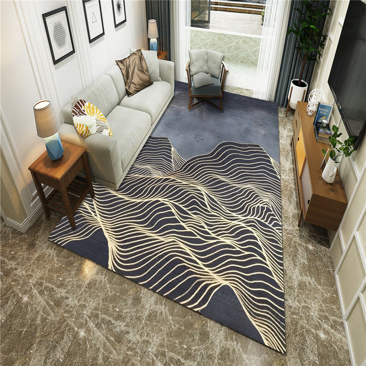 BowLift | New Chinoiserie Area Rug Multi Colored Abstract Wave Rug Stain Resistant Washable Non-Slip Backing Rug for Lounge