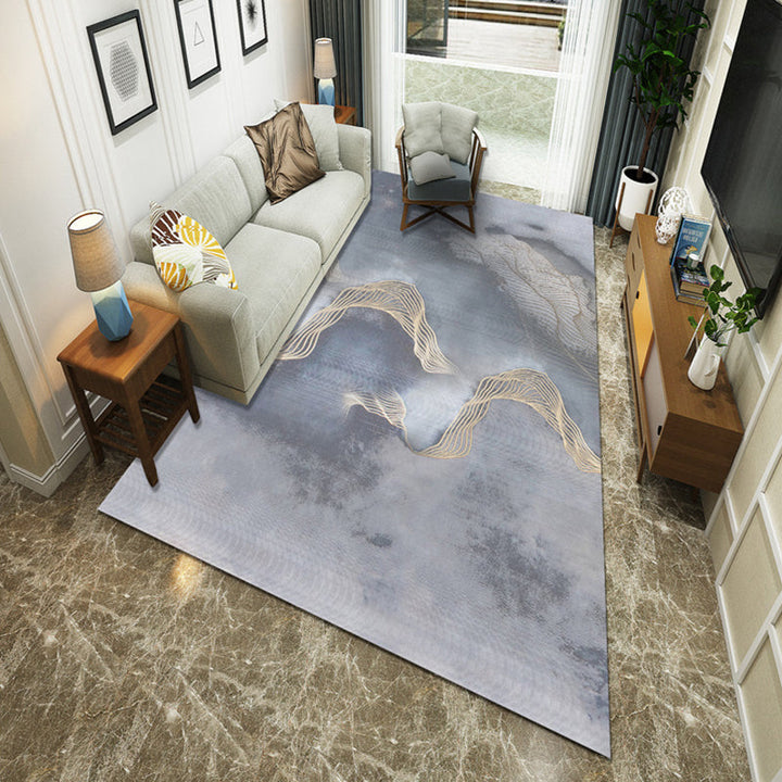 BowLift | New Chinoiserie Area Rug Multi Colored Abstract Wave Rug Stain Resistant Washable Non-Slip Backing Rug for Lounge