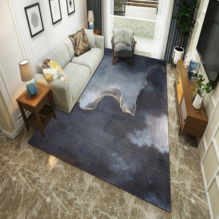 BowLift | New Chinoiserie Area Rug Multi Colored Abstract Wave Rug Stain Resistant Washable Non-Slip Backing Rug for Lounge