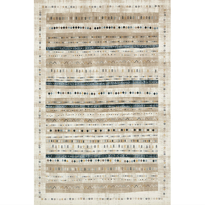 BowLift | Exotic antique carpet multicolored geometric print rug non-slip back pet-friendly machine washable rug for large room
