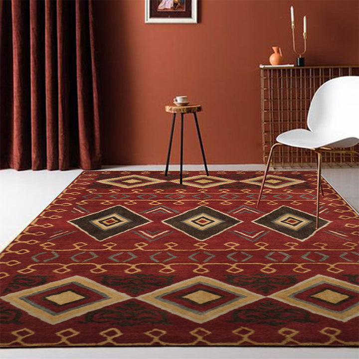 BowLift | Exotic antique carpet multicolored geometric print rug non-slip back pet-friendly machine washable rug for large room