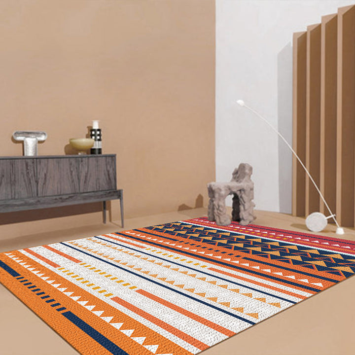 BowLift | Exotic antique carpet multicolored geometric print rug non-slip back pet-friendly machine washable rug for large room