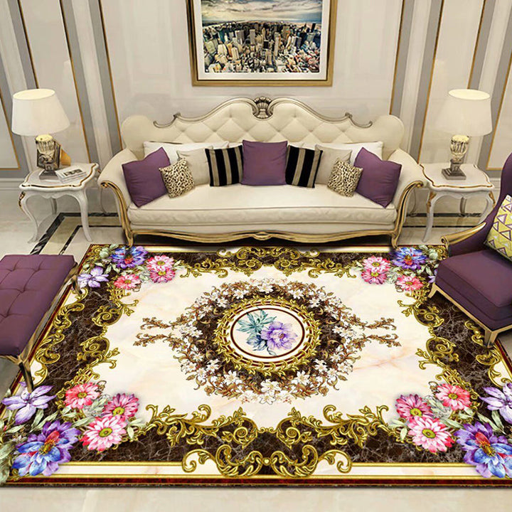 BowLift | Grandeur Multicolored Victorian Carpet Polyester Floral Pattern Carpet Pet Friendly Washable Non-Slip Carpet for Living Room