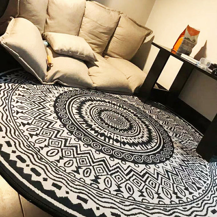 Chic Mandala Print Rug Multicolored Moroccan Rug Polypropylene Stain Resistant Pet Friendly Non-Slip Back Rug for Home | Bowlift