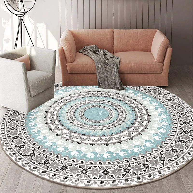 Chic Mandala Print Rug Multicolored Moroccan Rug Polypropylene Stain Resistant Pet Friendly Non-Slip Back Rug for Home | Bowlift