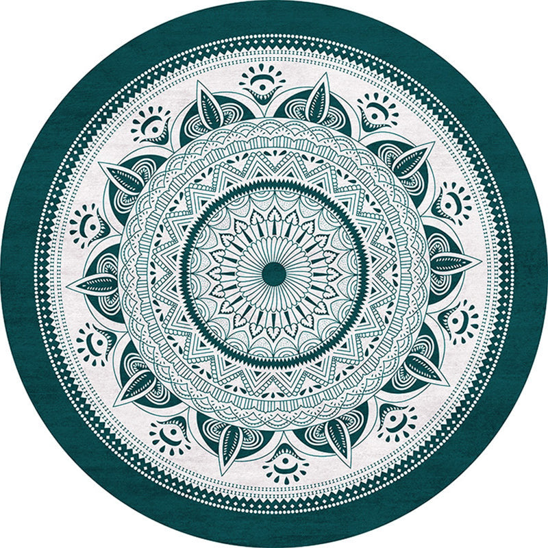 Chic Mandala Print Rug Multicolored Moroccan Rug Polypropylene Stain Resistant Pet Friendly Non-Slip Back Rug for Home | Bowlift