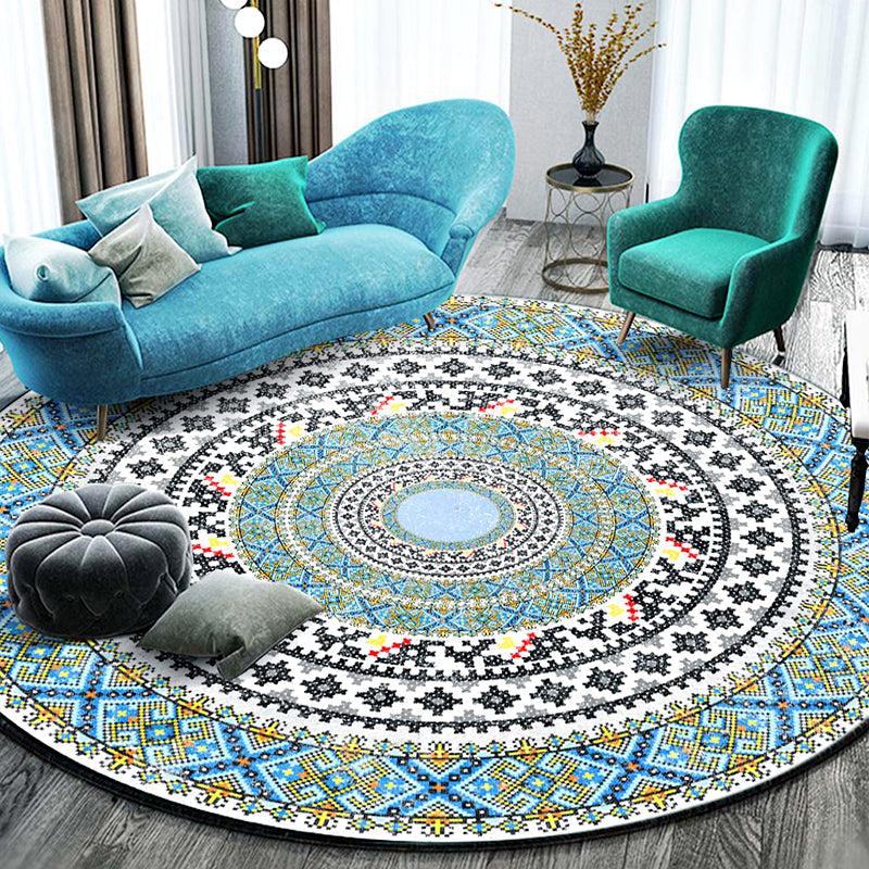 Chic Mandala Print Rug Multicolored Moroccan Rug Polypropylene Stain Resistant Pet Friendly Non-Slip Back Rug for Home | Bowlift