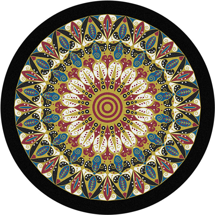 BowLift | Retro Moroccan Style Rug Multi-Colors Mandala Rug stain-resistant machine washable non-slip backing rug for the door