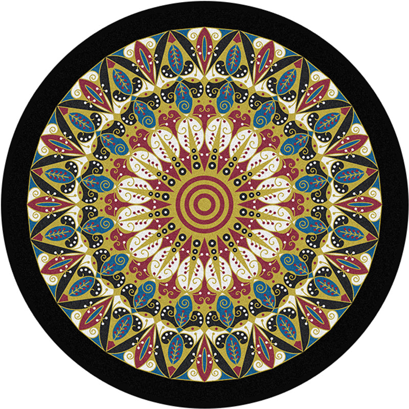 BowLift | Retro Moroccan Style Rug Multi-Colors Mandala Rug stain-resistant machine washable non-slip backing rug for the door