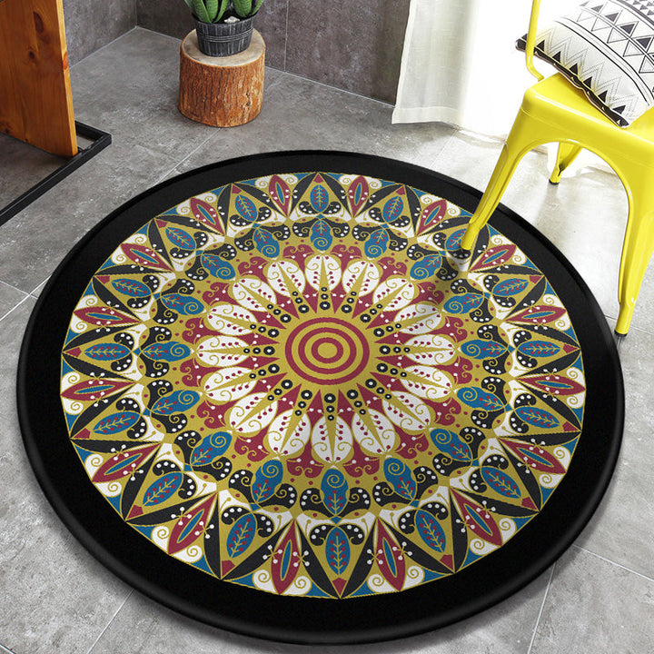 BowLift | Retro Moroccan Style Rug Multi-Colors Mandala Rug stain-resistant machine washable non-slip backing rug for the door