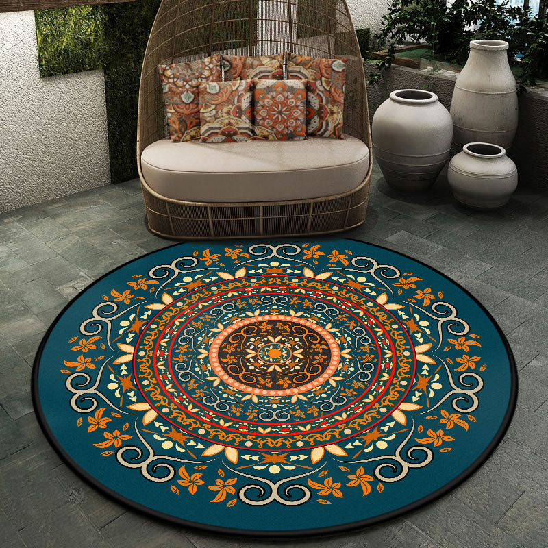 BowLift | Retro Moroccan Style Rug Multi-Colors Mandala Rug stain-resistant machine washable non-slip backing rug for the door