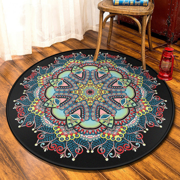 BowLift | Retro Moroccan Style Rug Multi-Colors Mandala Rug stain-resistant machine washable non-slip backing rug for the door