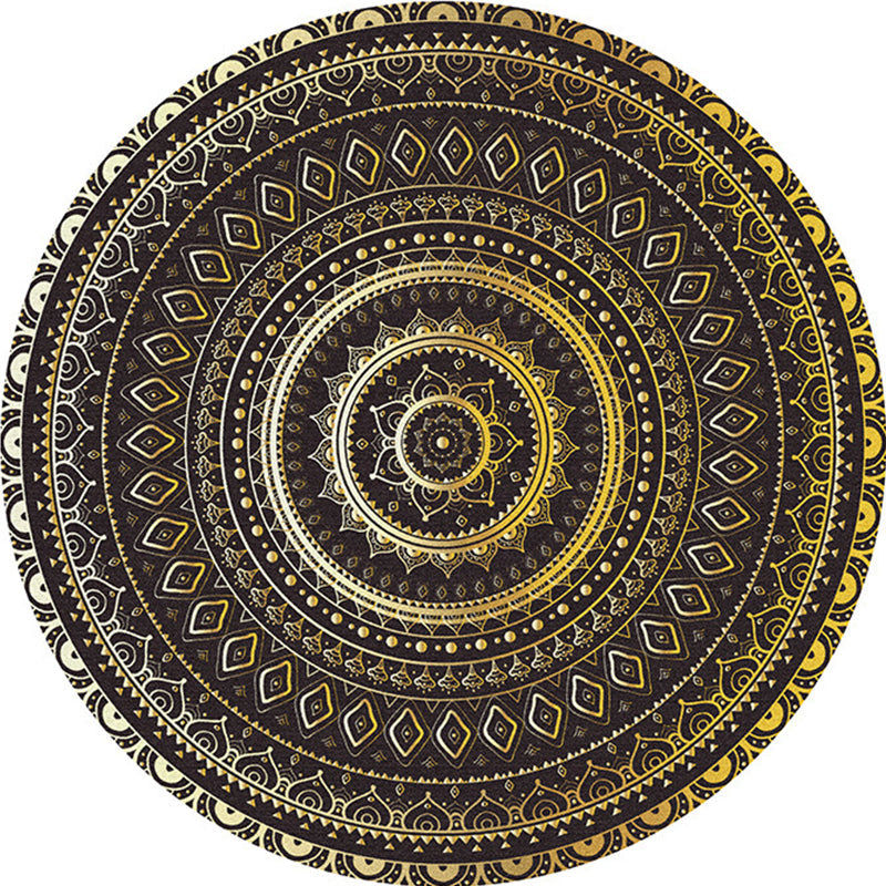 Multicolored bedroom area rug Moroccan mandala print rug synthetic non-slip backing washable stain-resistant rug | Bowlift