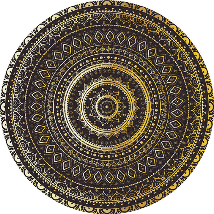 Multicolored bedroom area rug Moroccan mandala print rug synthetic non-slip backing washable stain-resistant rug | Bowlift