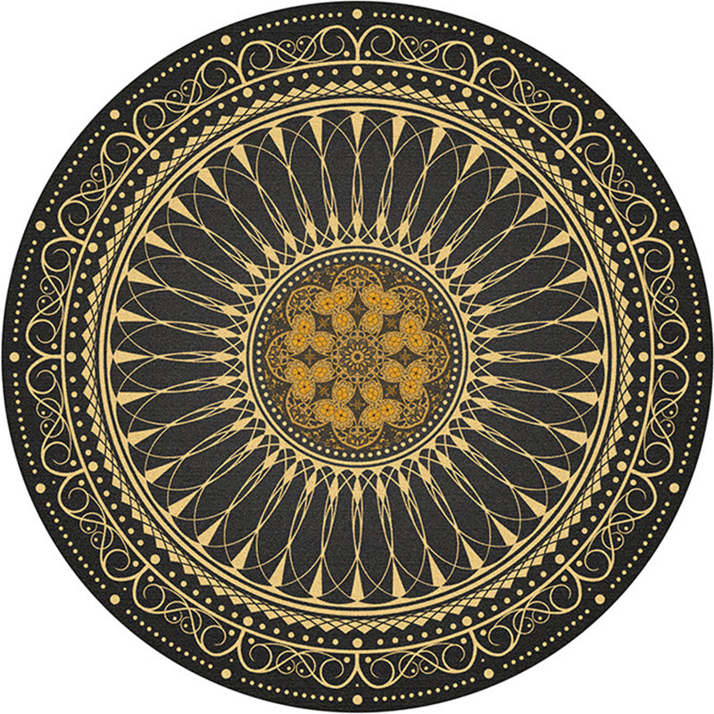 Multicolored bedroom area rug Moroccan mandala print rug synthetic non-slip backing washable stain-resistant rug | Bowlift