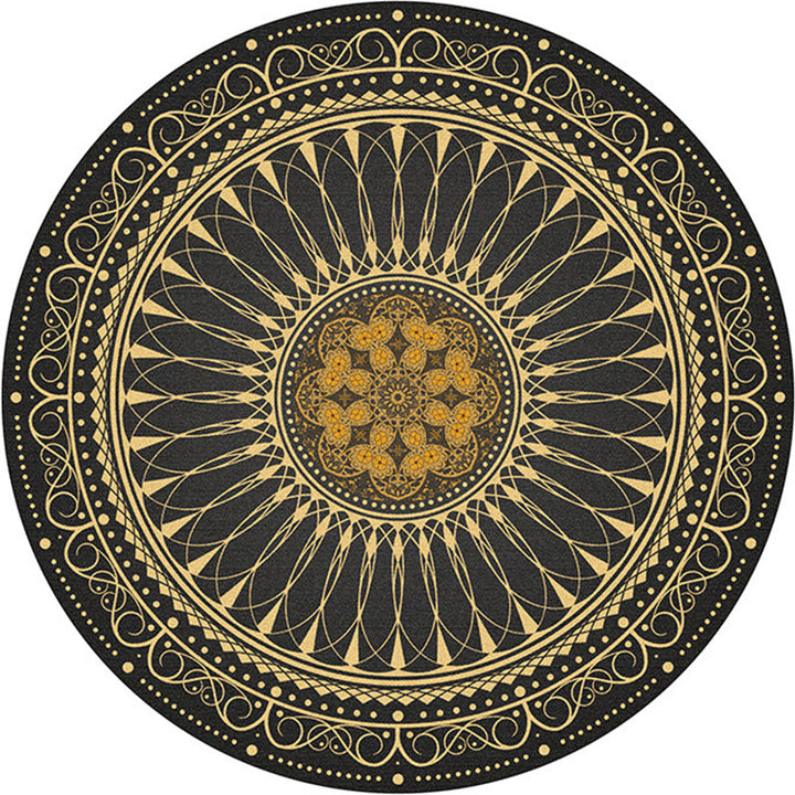 Multicolored bedroom area rug Moroccan mandala print rug synthetic non-slip backing washable stain-resistant rug | Bowlift