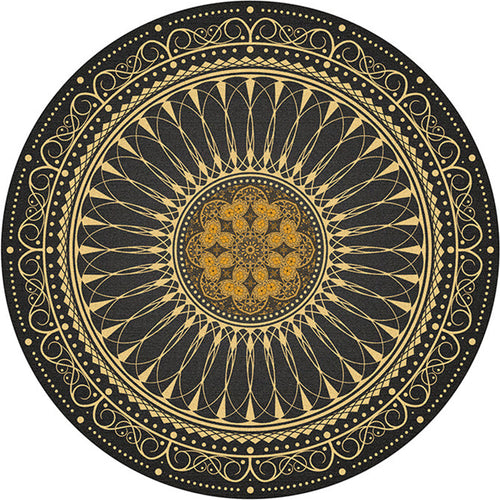 Multicolored bedroom area rug Moroccan mandala print rug synthetic non-slip backing washable stain-resistant rug | Bowlift