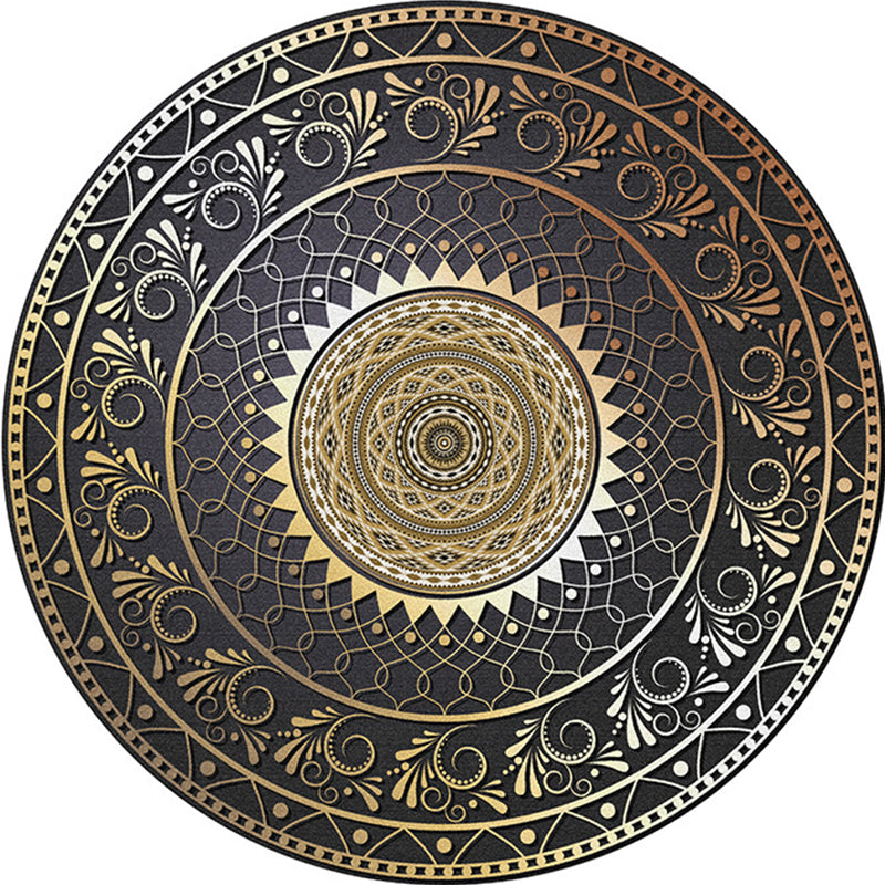 Multicolored bedroom area rug Moroccan mandala print rug synthetic non-slip backing washable stain-resistant rug | Bowlift