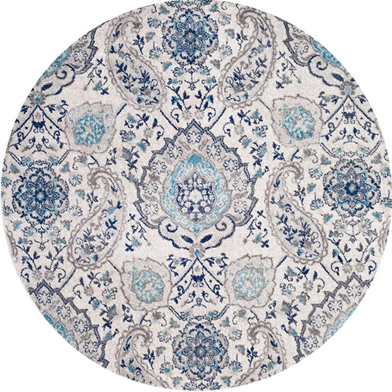 Multicolored bedroom area rug Moroccan mandala print rug synthetic non-slip backing washable stain-resistant rug | Bowlift