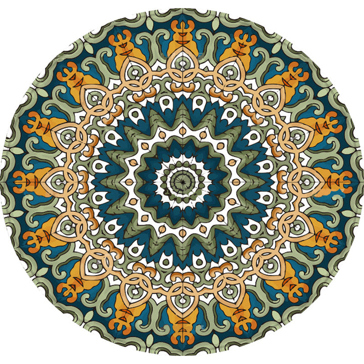 BowLift | Aesthetic Mandala Rug Multicolored Moroccan Rug Polyester Non-slip Back Washable Stain-resistant Rug for Room