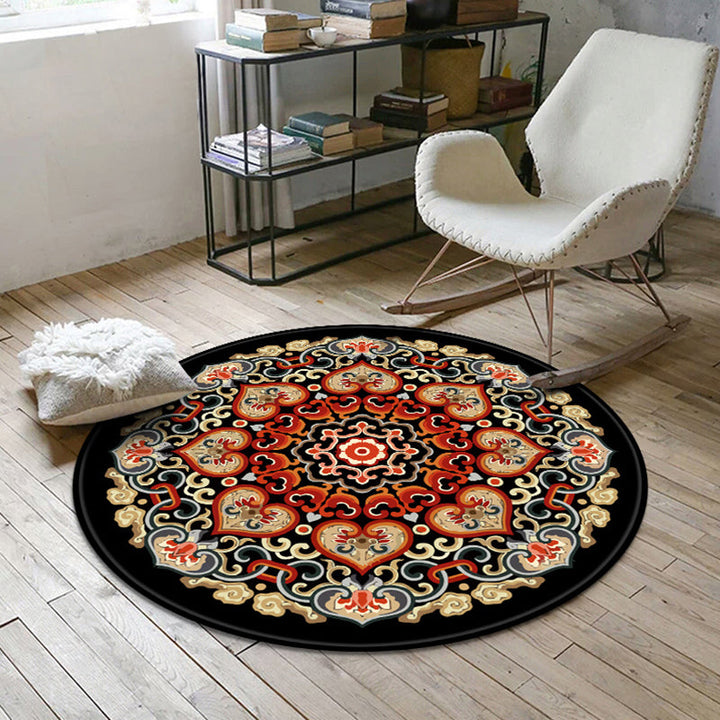 Aesthetic Mandala Rug Multicolor Moroccan Rug Polyester Non-Slip Back Washable Stain Resistant Rug for Room | Bowlift
