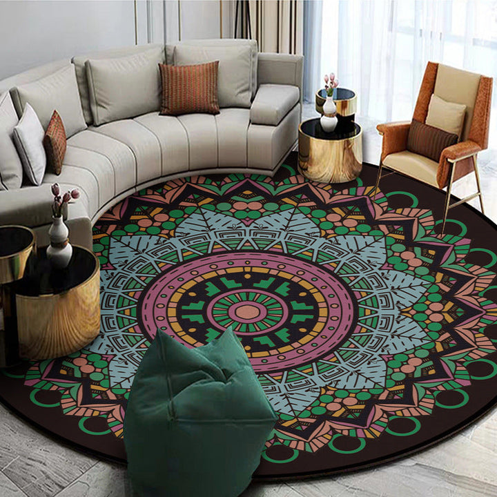 Exoticism Mandala Rug Multicolor Persian Rug Synthetic Washable Pet-Friendly Non-Slip Rug for the Living Room | Bowlift